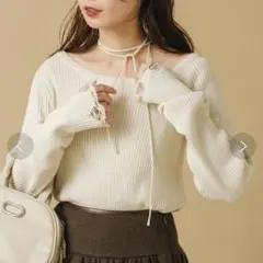 Kastane【紐アレンジ】 ダメージリブニットプルオーバー