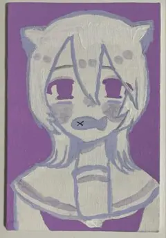 猫*山様 手描きイラスト オリジナル 猫耳水着の女の子♡ ポニーテール