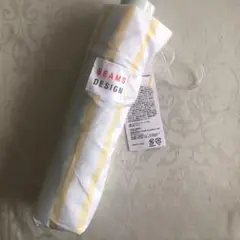 BEAMS DESIGN 折りたたみ傘 白と黄色のストライプ
