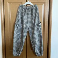 チェック柄ウエストゴムパンツ 140cmのサムネイル