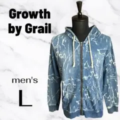 【Growth by Grail】ペイントデニムパーカー　スウェット生地　Lのサムネイル
