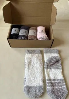 もこもこ靴下レディース5色セット21～25cm滑り止め付き 未使用