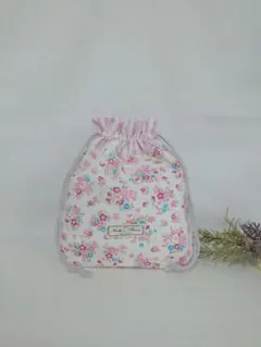 ふんわり巾着♪レースフラワー・ピンク☆ハンドメイド
