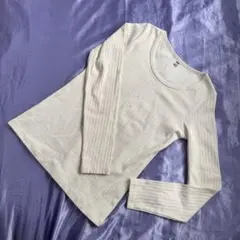 UNIQLO アイボリー リブ編み長袖