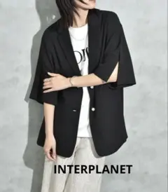 INTERPLANET 麻調合繊パール釦ジャケットのサムネイル