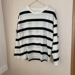 H&M ボーダーロンT ブラック ホワイト S