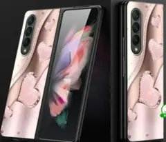 Galaxy z Fold７ハート柄ピンクバンパーフレーム