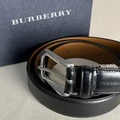 未使用品 日本製 BURBERRY バーバリー ベルト レザー 牛革 ブラック