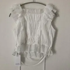 SNIDEL フリルノースリーブトップス ホワイト F