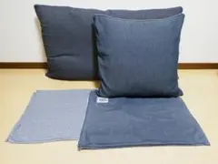 ニトリ クッション＆ロングクッション＆デニム調カバー 2セット+おまけ付き