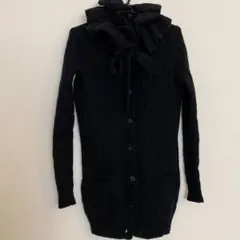 ラルフローレン　黒襟フリル付きロングカーディガン