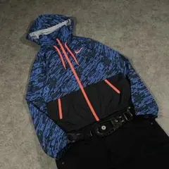 00s【NIKE】Nylon Jacket/Y2K/cyber/短丈/総柄 ◎