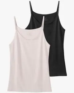 カップ付きブラトップ 胸パッド付きキャミソール Black/Pink Lサイズ