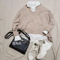 IENA イエナ ウールカシミヤ混サイドスリット入りバックロングニット