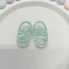 ぬい　マスコット　10cm　靴　くつ　レジン　クラッシュ　ベビーグリーン①