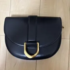 CHARLES & KEITH 黒 Gabine ガビーヌ レザーサドルバッグ
