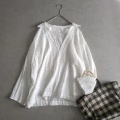 グリーンレーベルリラクシング　24ss シアー ジャガード スキッパー ブラウス