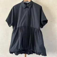オペークドットクリップ　半袖シャツ　ブラウス