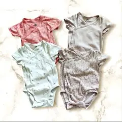 H&M プチバトー ロンパース 半袖 4枚セット 女の子 74cm　前開きのサムネイル