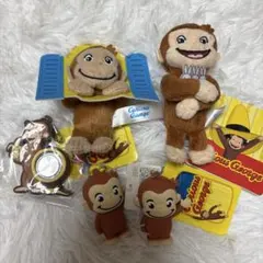 【5点セット】おさるのジョージ ラバーマスコット ぬいぐるみ キーホルダー