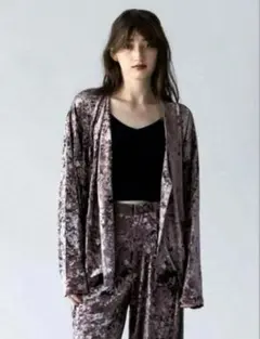 ヤマダヤ Ample 刺繍クラッシュベロアジャケット＆ベロアパンツのセット