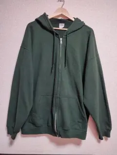 GILDAN ギルダン ジップパーカー フルジップ グリーン 2XL 古着のサムネイル