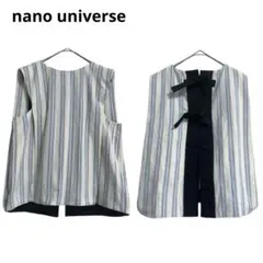 ナノユニバース シャツ ブラウス バックリボン ストライプ ノースリーブ