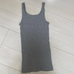 ユニクロUNIQLO リブカットソー　タンクトップ　グレー　M