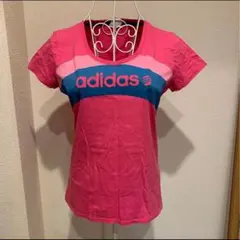 adidas ピンク ロゴ Tシャツ 半袖