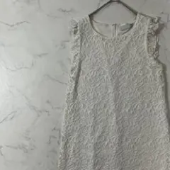 美品 dazzlin 花柄 裏地付き レース ノースリーブ ミニ ワンピース M