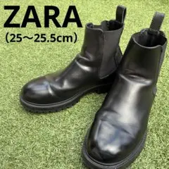 【週末セール】 ZARA サイドゴア ブーツ チェルシー 40 ブラック 厚底