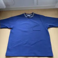 417 EDIFICE ブルー 半袖Tシャツ 襟柄 ポケットのサムネイル