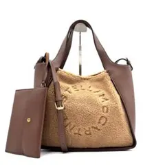 美品 ステラマッカートニー サークルロゴ トートバッグ ボア レザー 切り替え