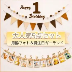月齢フォト ガーランド 1歳 誕生日 飾り バースデー セット ナチュラル