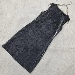 ANAYI 刺繍ノースリーブワンピース グレー S オシャレ 上品