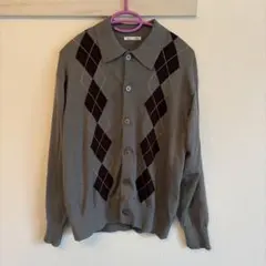 アーガイルパターン グレー カーディガン