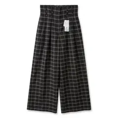 ナチュラルビューティーベーシック ワイドパンツ チェック ブラック M 新品