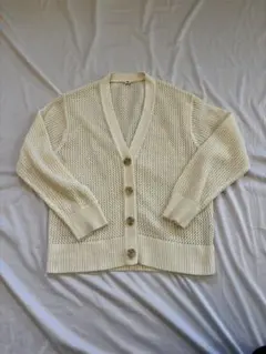 ユニクロ GIRLS 130 ウォッシャブルメッシュカーディガン オフホワイト