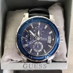 未使用級 稼働 【GUESS】ゲス クロノグラフ 腕時計 革 箱 仕様書付 6万のサムネイル