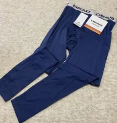 未使用 HEAD メンズ 裏起毛 ロングタイツ ネイビー L