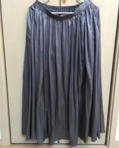 美品★コムサイズム　サテン　ロングスカート　グレー　Мサイズ
