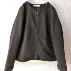 [ハニーズ]黒ブラックノーカラージャケット ゆったり