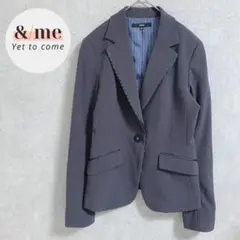 オゾック　テーラードジャケット　チャコールグレー　オフィス　綺麗目　サテン　L