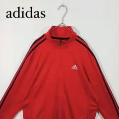 adidas ジップアップリブジャージ レッド　トラックジャケット　M