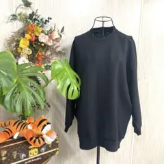 UNIQLO ブラック クルーネック スウェット　オーバーサイズレディース　L