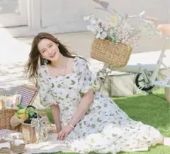 chesty ロングワンピース 花柄ジャガード