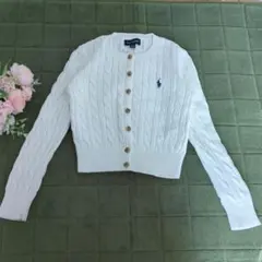 Ralph Lauren ホワイト カーディガン ケーブル　 S (7)　130