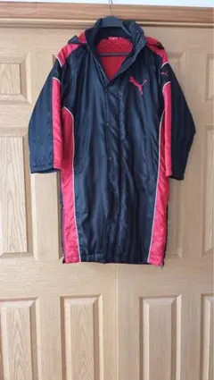 Puma ベンチコート 黒/赤 フード付き　150センチ