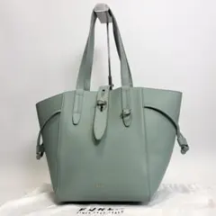【極美品】FURLA NET トートバッグ M ターンロック レザー グリーン