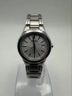 稼働良品セイコー7N82-0BJ0 QZ シルバー文字盤 デイトレディース腕時計